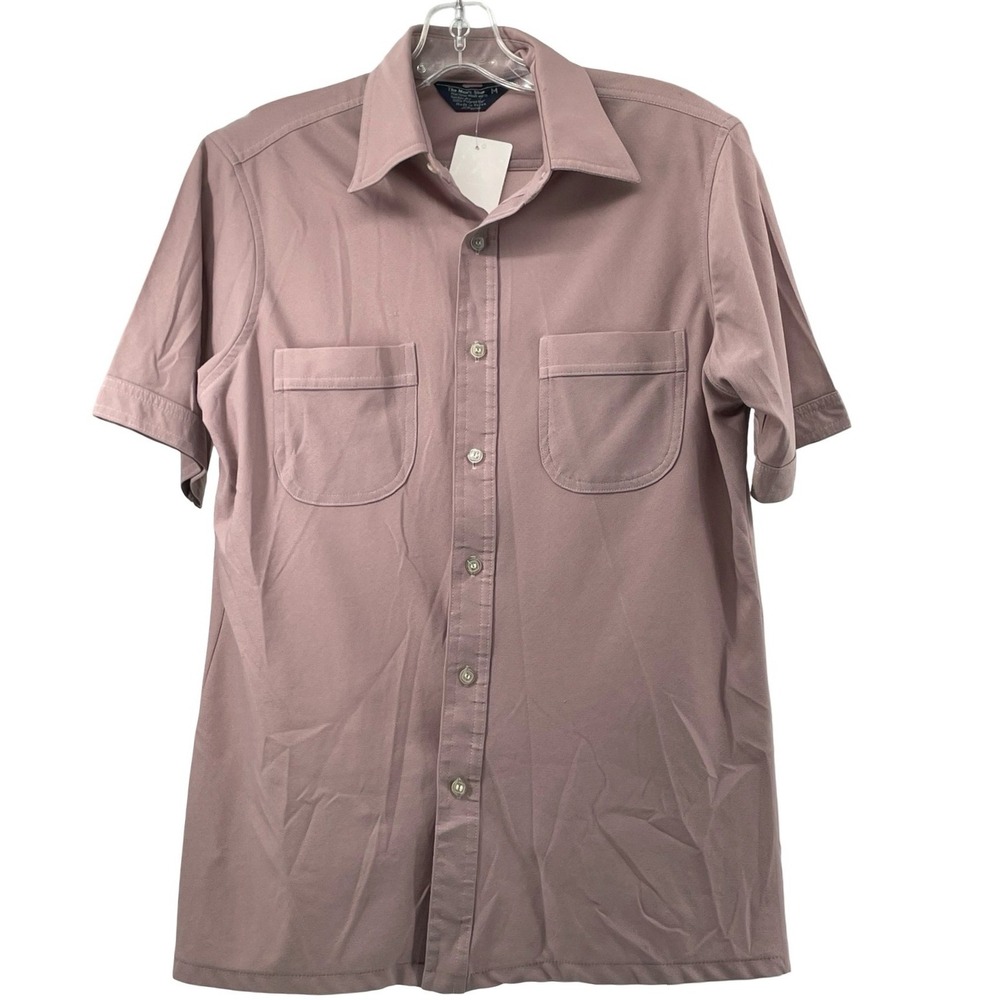 JCPenney Men's Shirt Button Down Mauve Vintage 1970s Polyester Medium